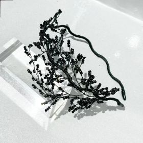 Women's Fashion Simple Handmade Woven Crystal Headband (Color: Black)