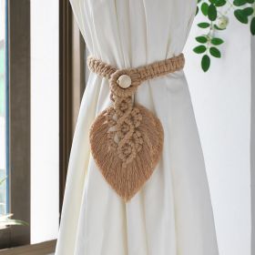 Bohemian Simple Tassel Leaf Woven Curtain Strap (Color: Coffee)