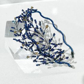 Women's Fashion Simple Handmade Woven Crystal Headband (Color: Blue)