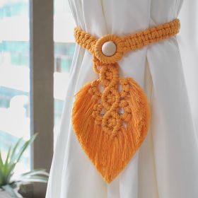 Bohemian Simple Tassel Leaf Woven Curtain Strap (Color: Yellow)