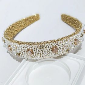 Women's Fashion Vintage Pearl Bear Headband (Option: Crystal Headband)