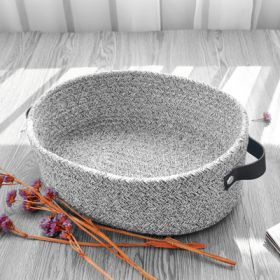 Hand Woven Cotton Thread Storage Basket (Option: Large Grey Blue)