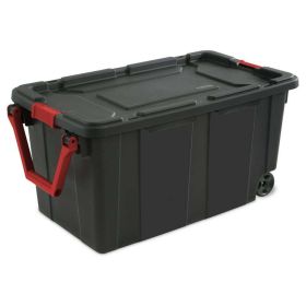 160 qt. Storage boxes on wheels, plastic, set of 2 (Color: Black)