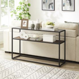 48.03" Glass Console Sofa Table;  Modern Open Hallway Table;  Narrow Entryway Table;  2 Shelves Couch Side Table with Adjustable Feet (Color: Walnut)