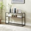 48.03" Glass Console Sofa Table;  Modern Open Hallway Table;  Narrow Entryway Table;  2 Shelves Couch Side Table with Adjustable Feet