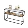 48.03" Glass Console Sofa Table;  Modern Open Hallway Table;  Narrow Entryway Table;  2 Shelves Couch Side Table with Adjustable Feet