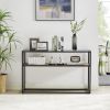 48.03" Glass Console Sofa Table;  Modern Open Hallway Table;  Narrow Entryway Table;  2 Shelves Couch Side Table with Adjustable Feet