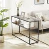 48.03" Glass Console Sofa Table;  Modern Open Hallway Table;  Narrow Entryway Table;  2 Shelves Couch Side Table with Adjustable Feet