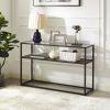 48.03" Glass Console Sofa Table;  Modern Open Hallway Table;  Narrow Entryway Table;  2 Shelves Couch Side Table with Adjustable Feet