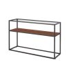 48.03" Glass Console Sofa Table;  Modern Open Hallway Table;  Narrow Entryway Table;  2 Shelves Couch Side Table with Adjustable Feet