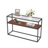 48.03" Glass Console Sofa Table;  Modern Open Hallway Table;  Narrow Entryway Table;  2 Shelves Couch Side Table with Adjustable Feet