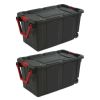 160 qt. Storage boxes on wheels, plastic, set of 2