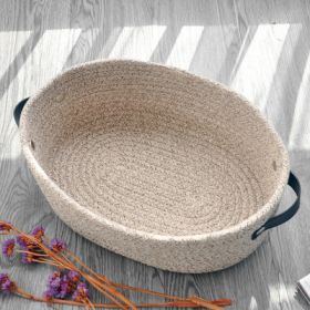 Hand Woven Cotton Thread Storage Basket (Option: Large Double Ear Rice Coffee)